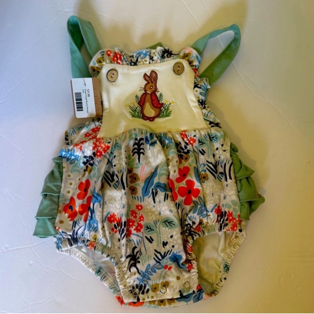 Floral Bunny Print Baby Romper